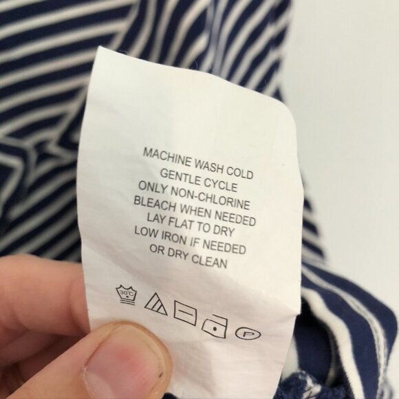 JESSICA SIMPSON MATERNITY Navy Blue White Stripe Coral Zipper Sheath Dress Large - Picture 8 of 12